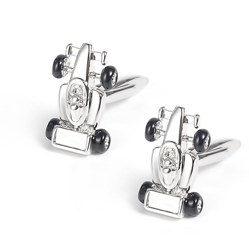 Acessórios de Moda: Abotoaduras de Metal com Tema de Carros Esportivos de Corrida, Abotoaduras de Boutique para Camisa F