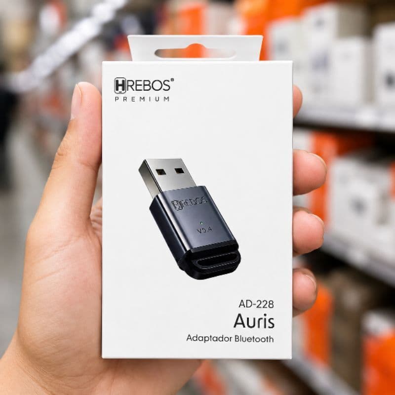Adaptador Bluetooth USB 5.4 HREBOS Auris AD-228 para PC e Notebook