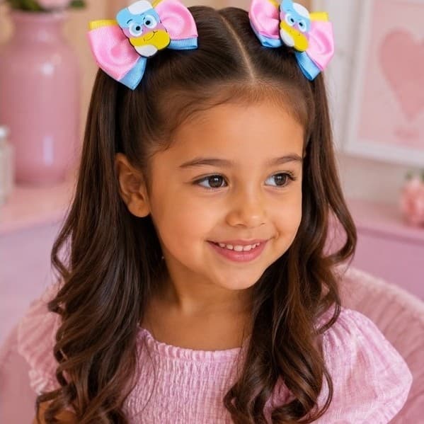 Parzinhos de laços infantis tema bala doce / Laço infantil coloridoPar de laços de cabelo