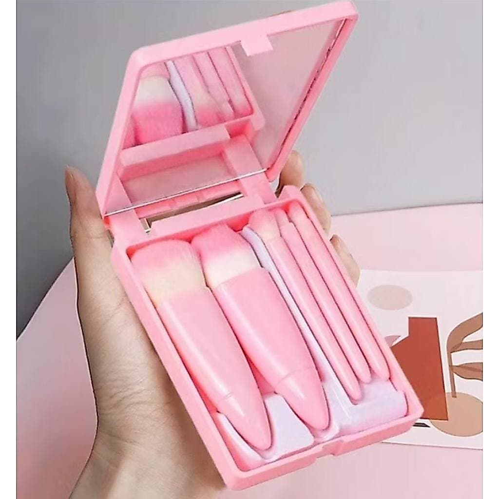 Mini Kit de Msquiagem: Pincéis+Espelhos Portátil