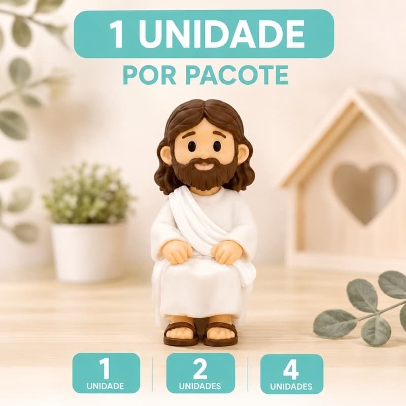 Mini Jesus Sentado Decorativo - Enfeite para Monitor e Prateleira