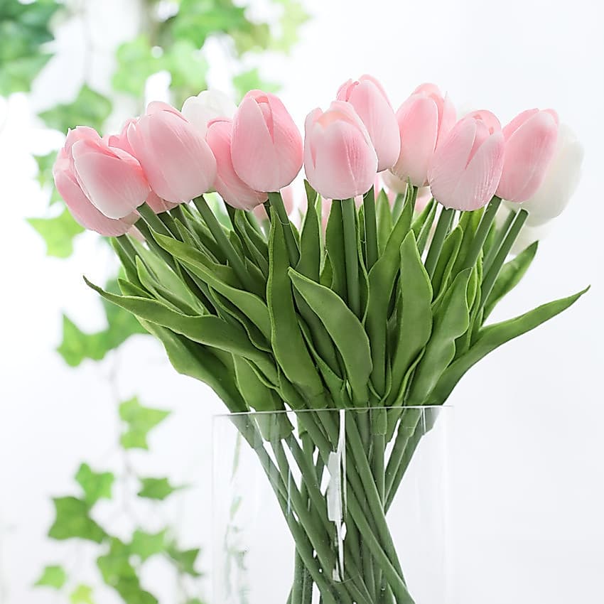 Novo Buquê de Tulipas Artificiais Real Touch 10PCS - Flores Falsas de PE para Casamento e Decoração de Casa