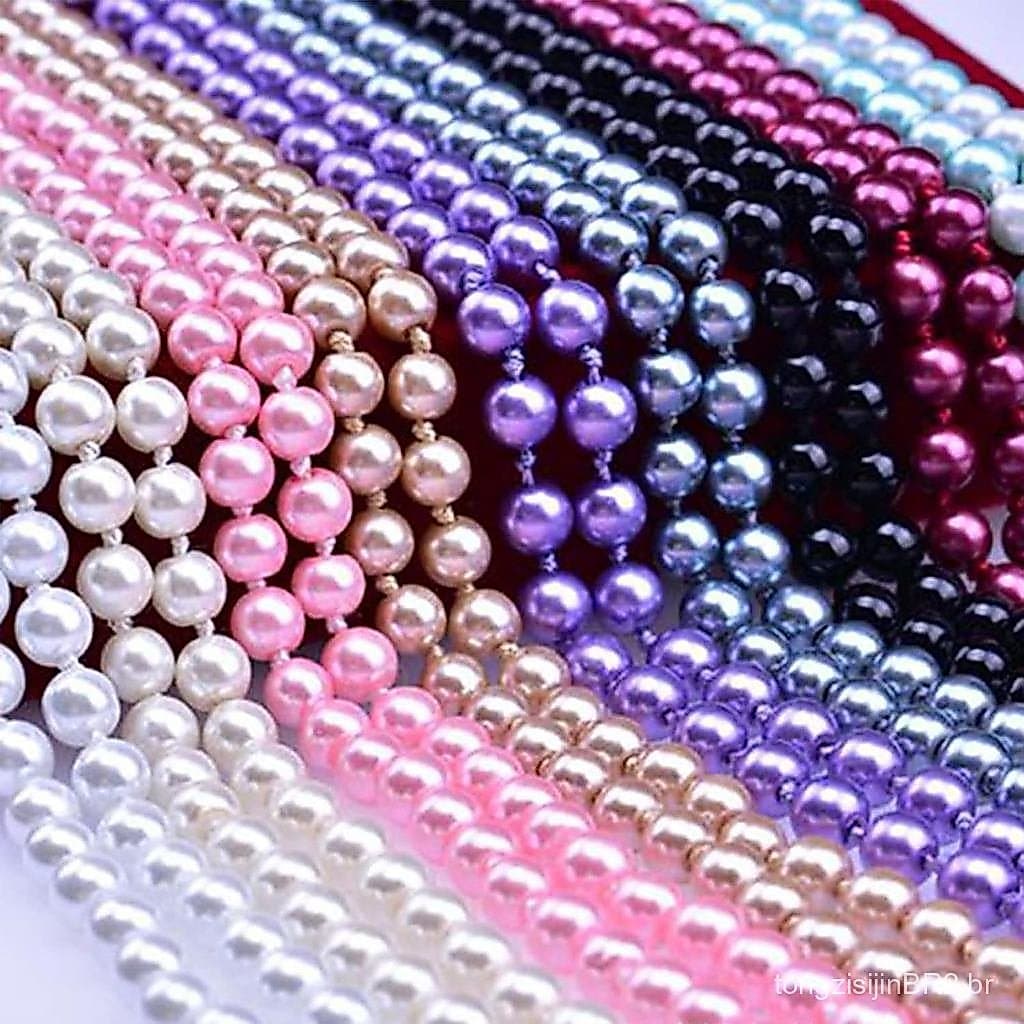 Colar Longo de Pérolas Falsas da Moda para Festa à Fantasia Estilo Flapper dos Anos 1920, Colar de Pérolas Coloridas par