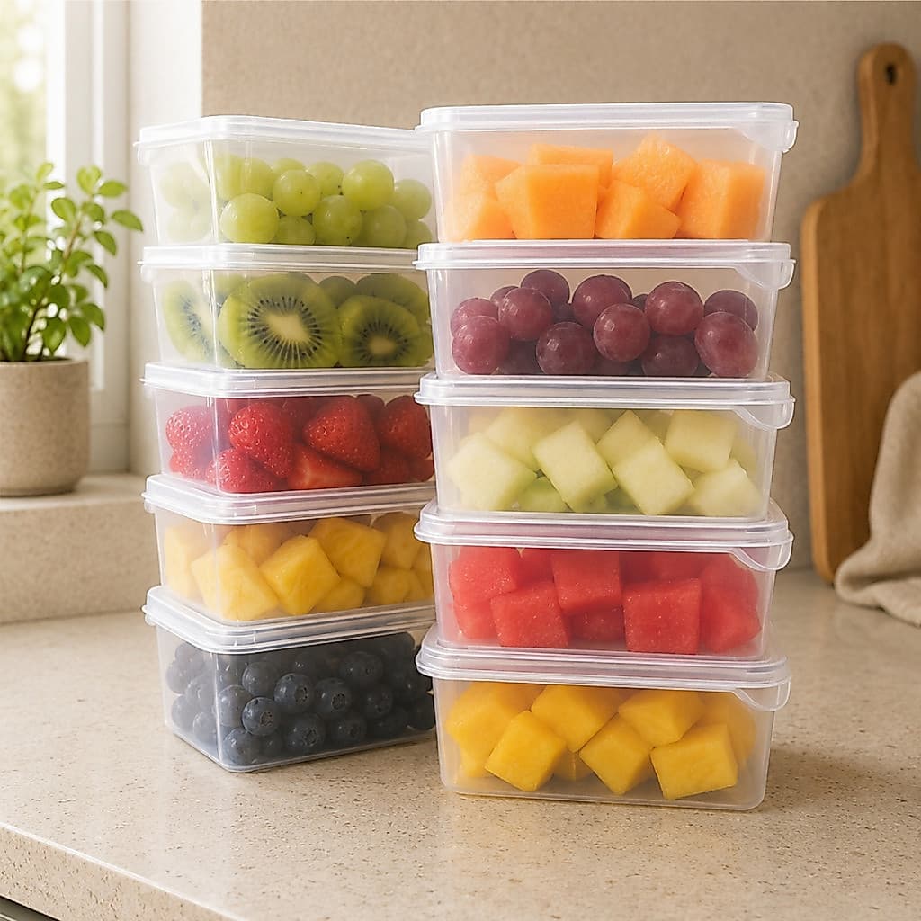 Kit Potes Marmita Fitness 500mL Transparente BPA Free com Tampa Reutilizável Freezer Microondas