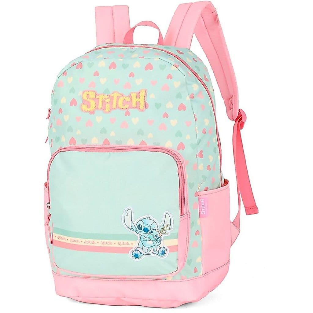 Mochila Costas Menina Infantil Surf Stitch Disney Escolar Verde Luxcel