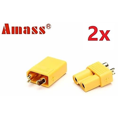 2 Pares Conectores Plug Xt30 Amass Amarelo