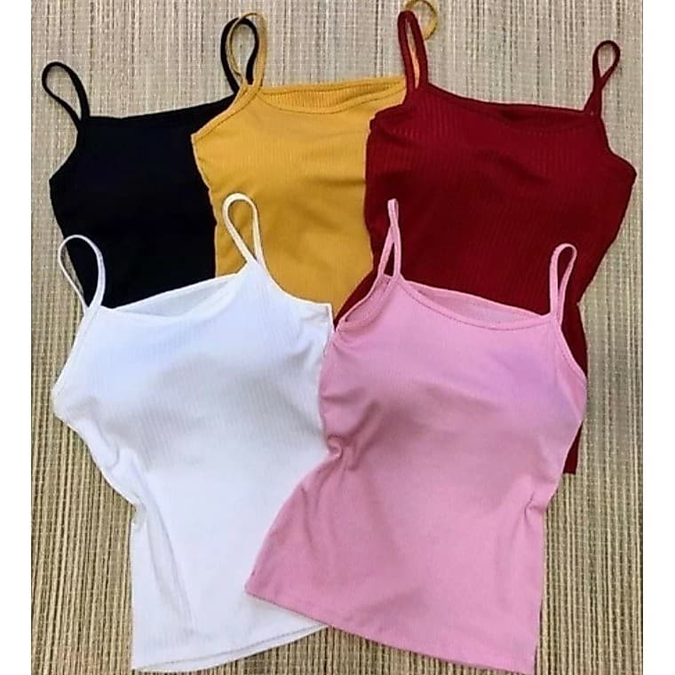 Blusinha Alcinha Canelada Com Bojo Roupa Regata Tendência Moda Feminina Verão