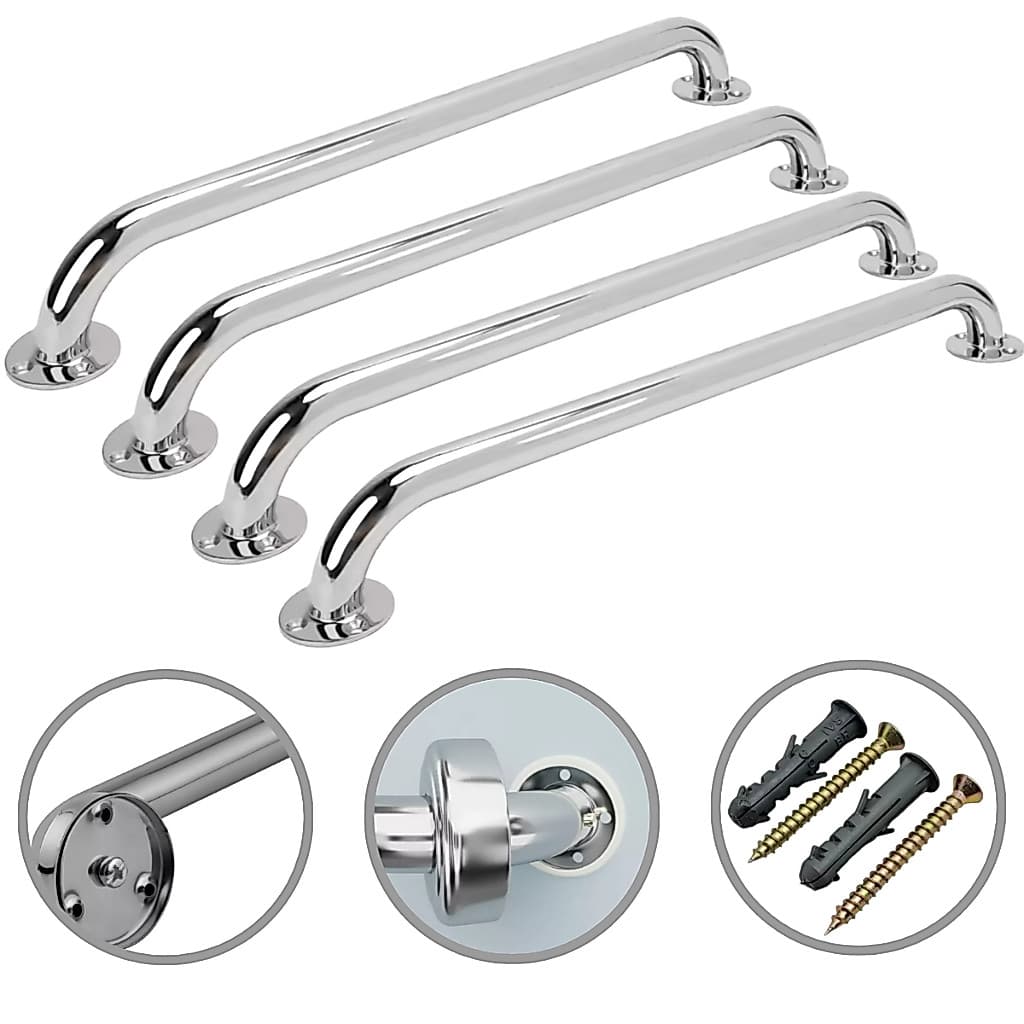 Kit 4 Barra De Apoio Para Banheiro Inox 80 Cm Idosos Acessibilidade Alça