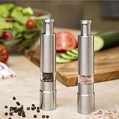 Moedor Gourmet Com Visor Fino Acabamento Inox Para Pimenta Sal Grosso Temperos Variados Prático Aço Inox