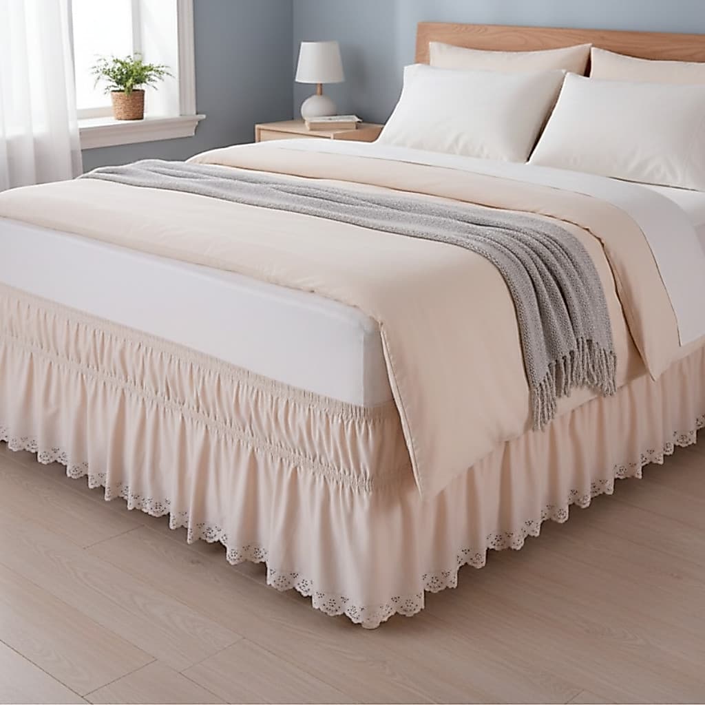 Saia Box Casal Cama Babado Padrão 2 Elasticos Acabamento Bordado Ultrassônico