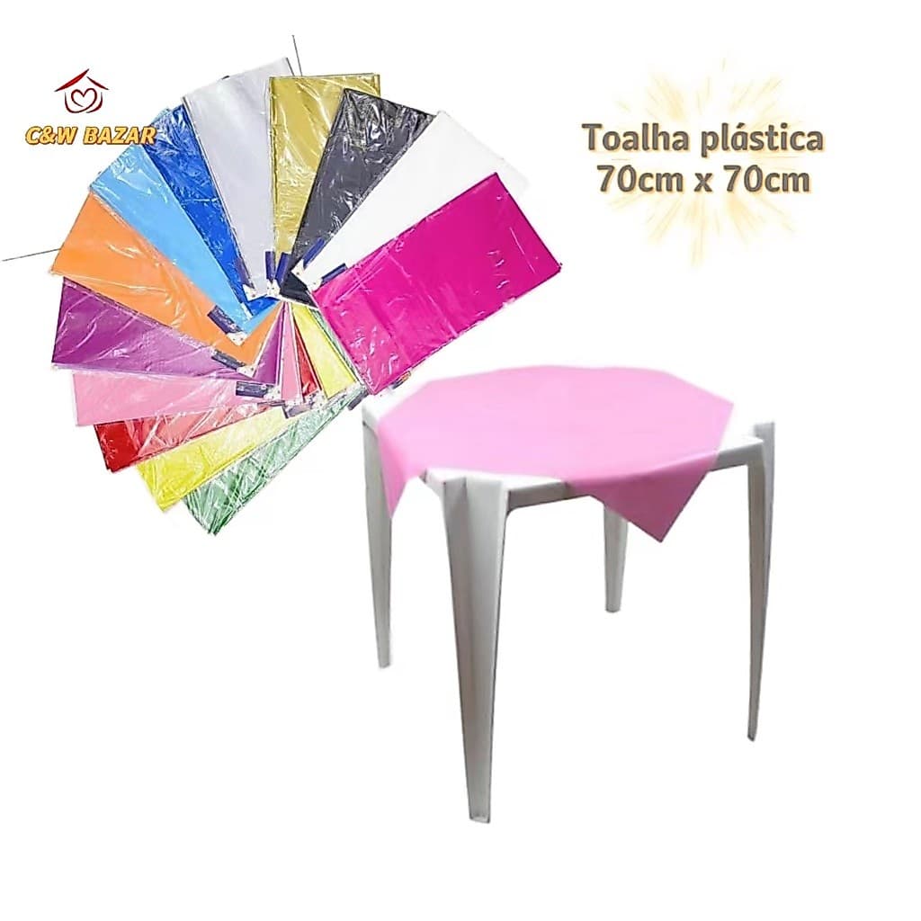 Kit 10 Toalha De Mesa Lisa Plástica Convidados Decoração Festa 70x70cm