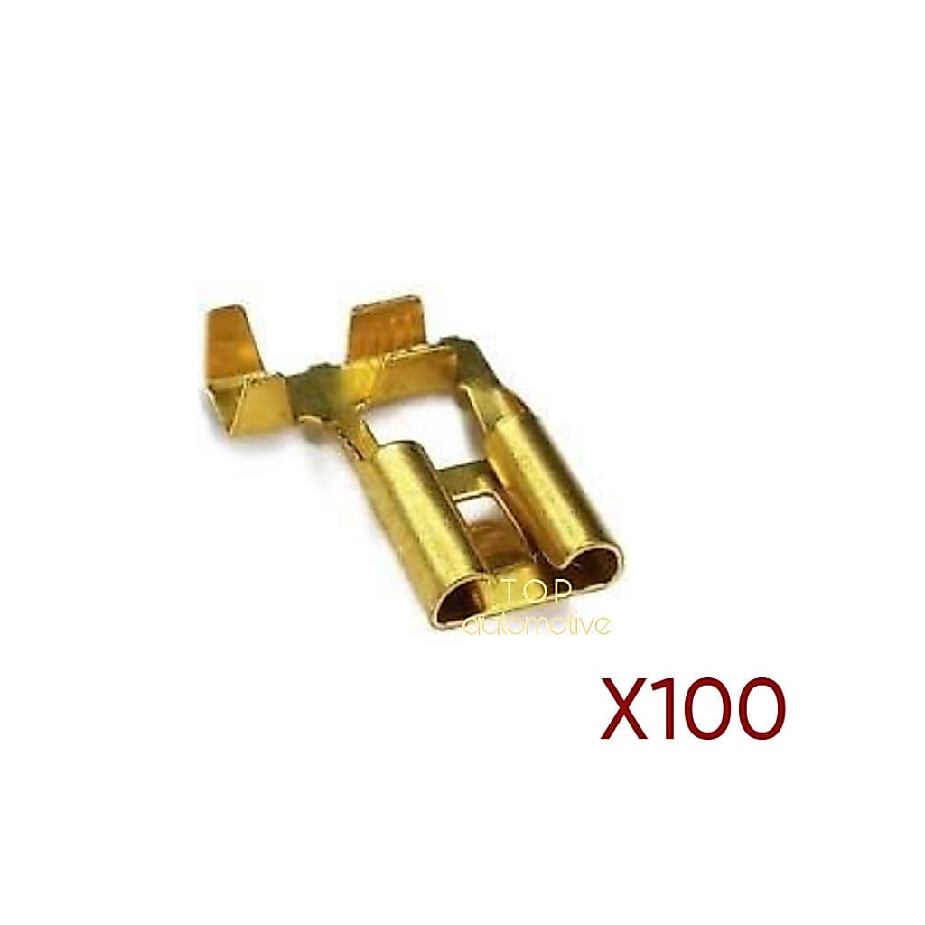100 Terminal Conector De Carro Bandeira 6,3mm