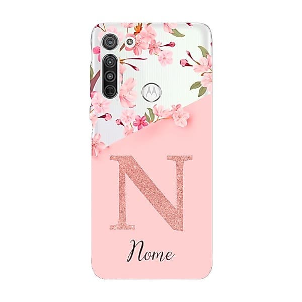 Capinha para Moto G8 Anti Impacto Personalizada - Delicate Flowers com nome e fundo transparente