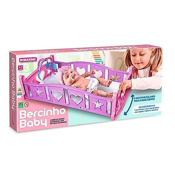 Berço Para Boneca Com Colchão Brinquedo Infantil Fofo