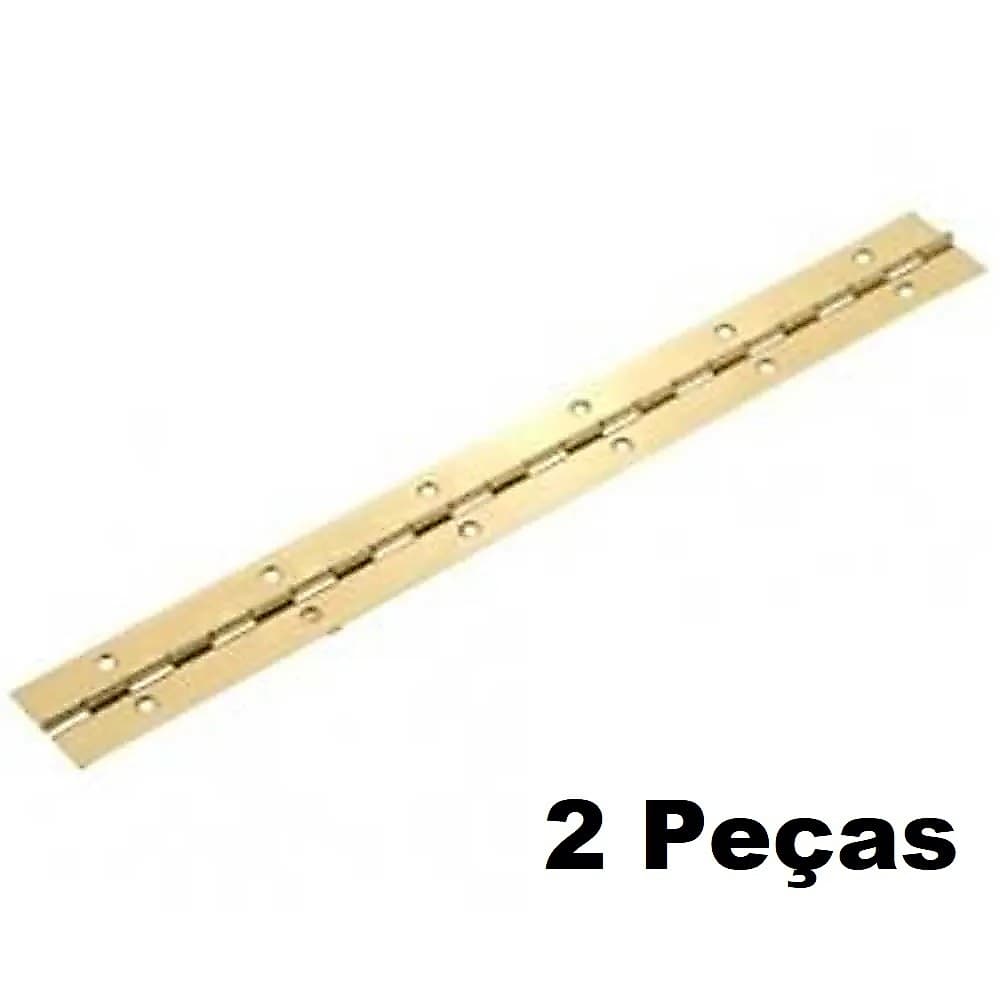 02 Dobradiça Tipo Piano Vara 75cm 25mm Bicromatizada