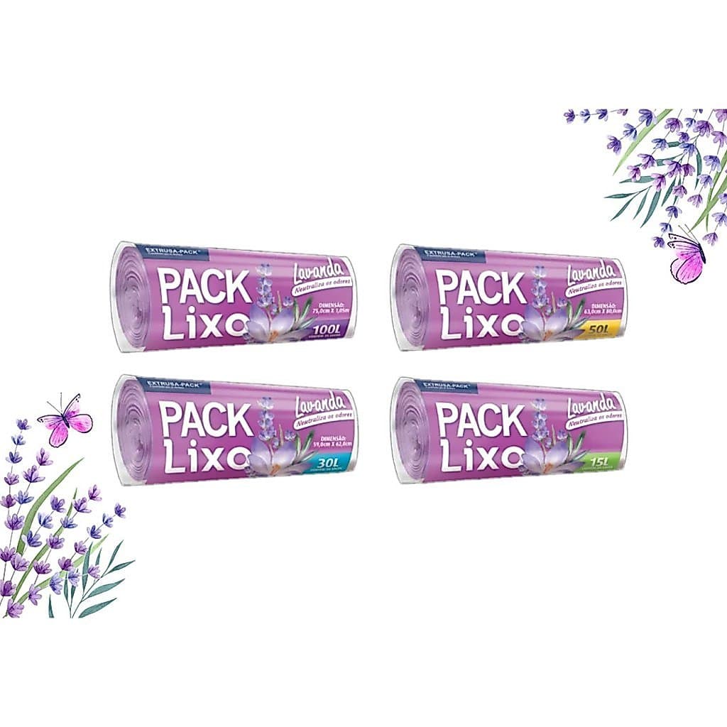 Saco para Lixo de Banheiro Pia Elimina Odor Saco de Lixo Perfumado Lavanda Pack Lixo