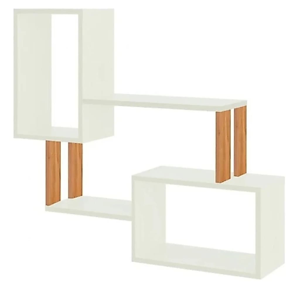Nicho Industrial com 2 Nichos F25 JPF Pradel 100% MDF Off White/Freijo Fosco e 2 Prateleiras – Estilo e Funcionalidade