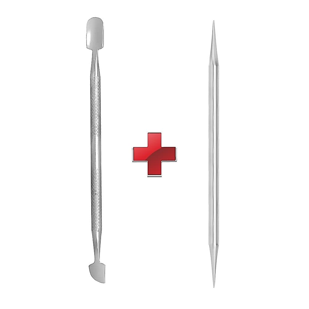 Kit Cutelaria Palito Ponta Dupla + Espátula Dupla Aço Inox - Escolha Seu Modelo