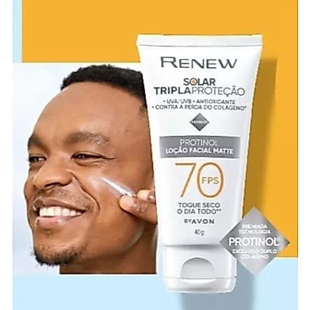 Protetor Solar Facial Matte Renew Tripla Proteção FPS 70 Avon 40g