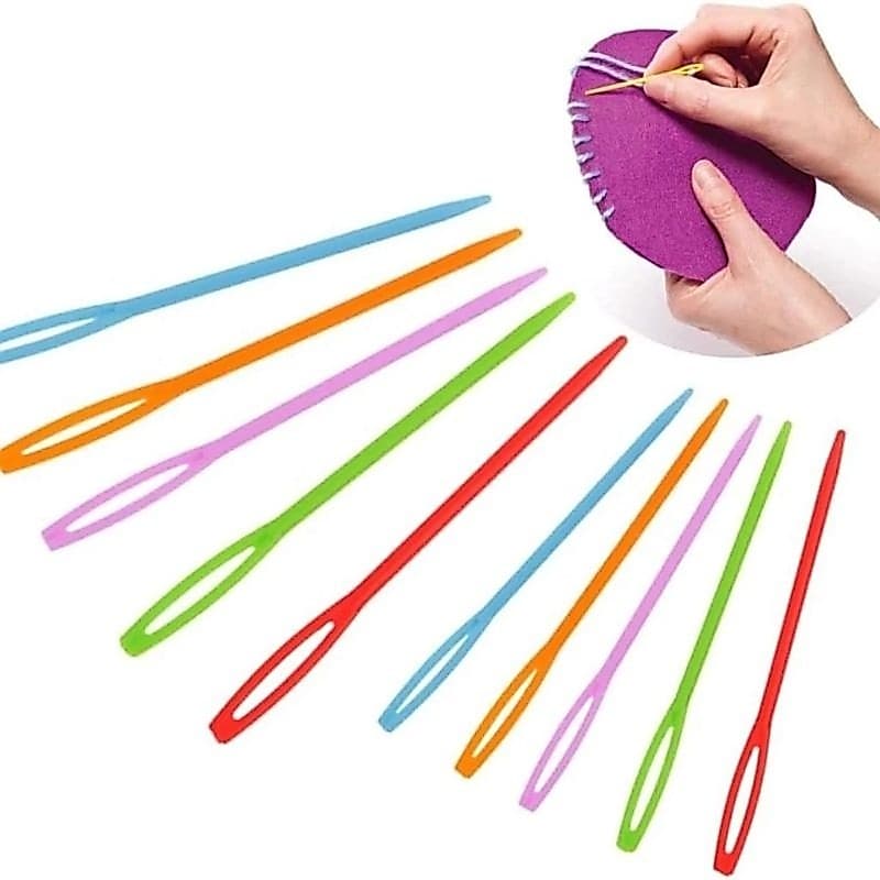 Kit Agulhas Plásticas Coloridas Tapeçaria Costura Bordado