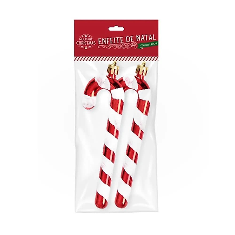 Pendente Bengala Decorada De Natal 2 Peças