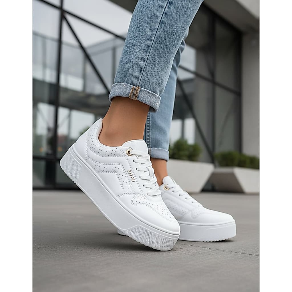 Tênis Via Uno Sola Alta Flatform Feminino Casual Confortável