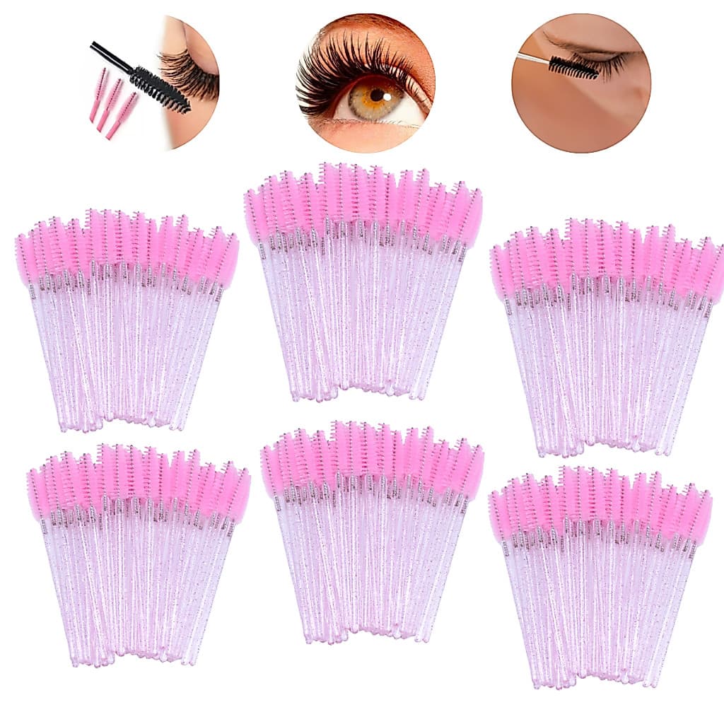 Kit 300 Escovinhas Com Glitter Extensão De Cilios Sobrancelha Descartáveis