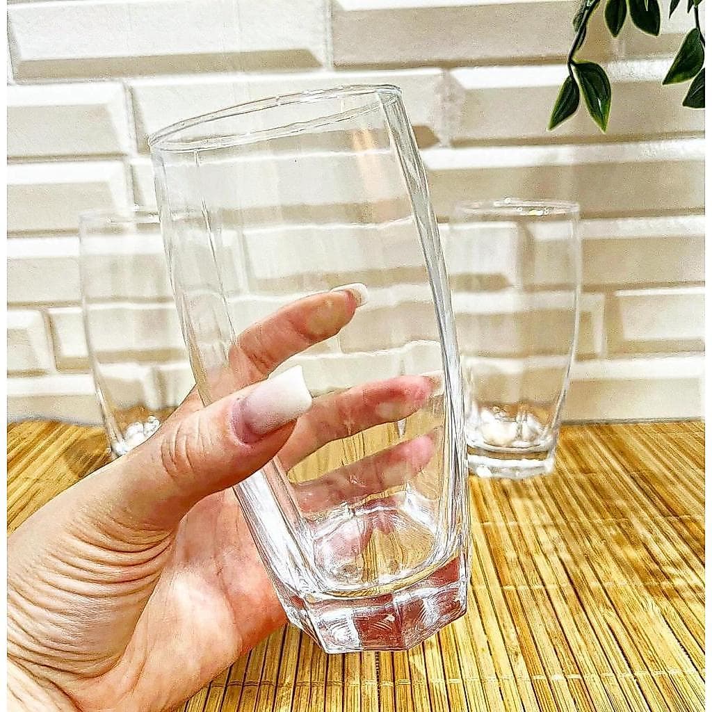 Jogo 6 Copo Vidro Transparente Florida 370ml - Água Suco