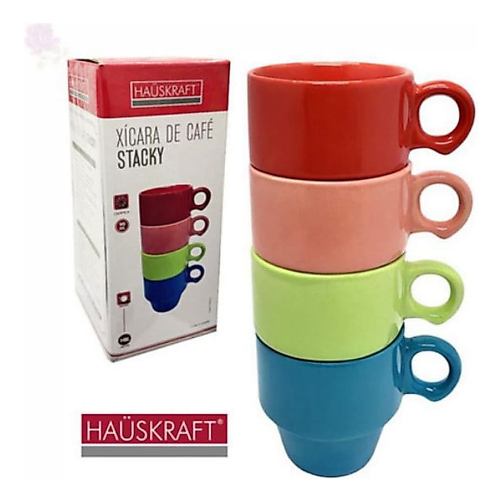 Jogo 4 Xícaras Empilháveis Para Café Stacky Hauskraft 90ml