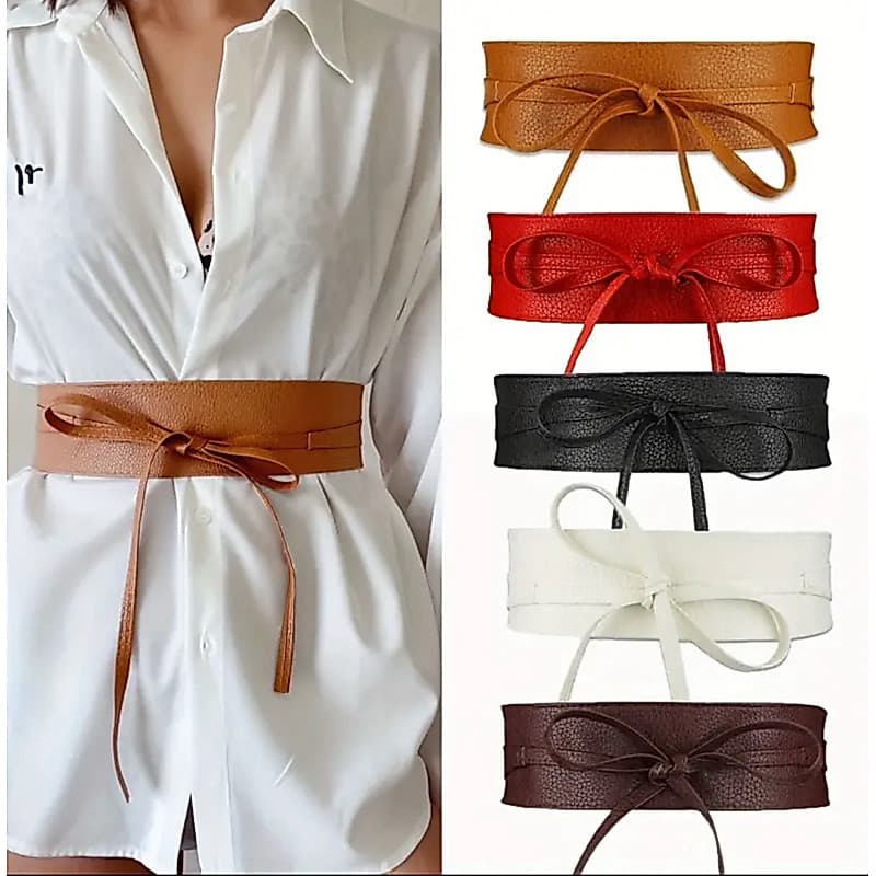 Cinto faixa de cintura largo de feminino em sintético , com laço de corset ajustável