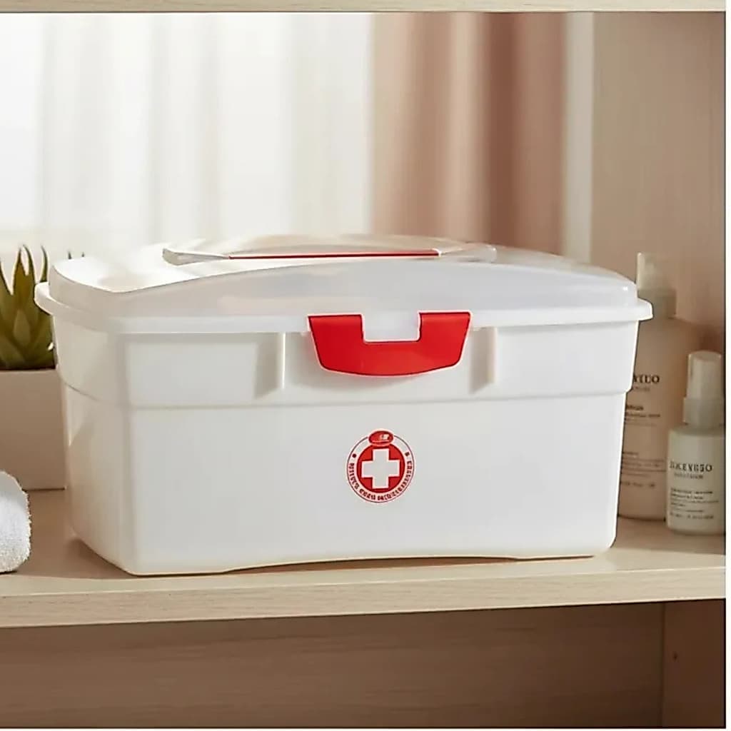 Maleta medica porta remedios branco com vermelho enfermeira casa primeiros socorros tampa alça