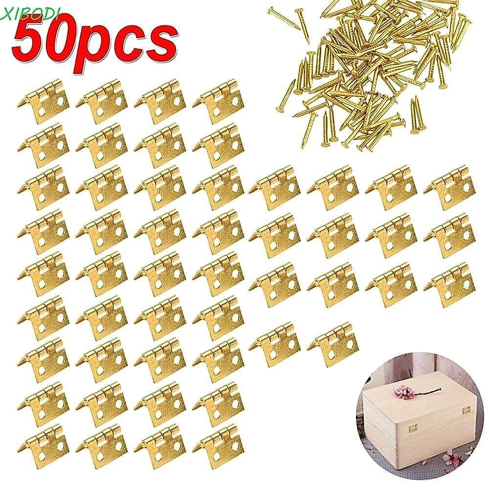 XIBODI 50pcs Mini Dobradiças Angulares Suporte De Jóias De Armário De Ferragens