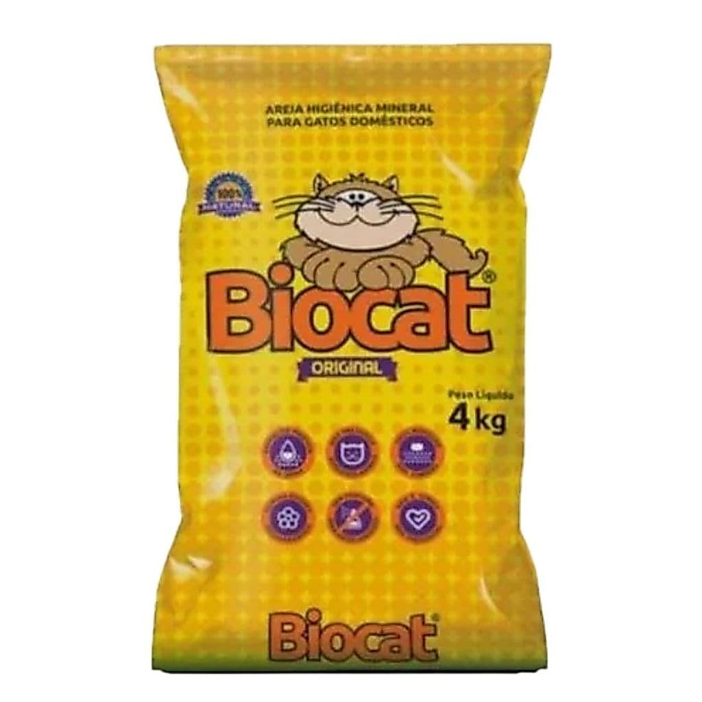 AREIA HIGIÊNICA MINERAL BIOCAT ORIGINAL PARA GATOS DOMÉSTICOS DE 4K