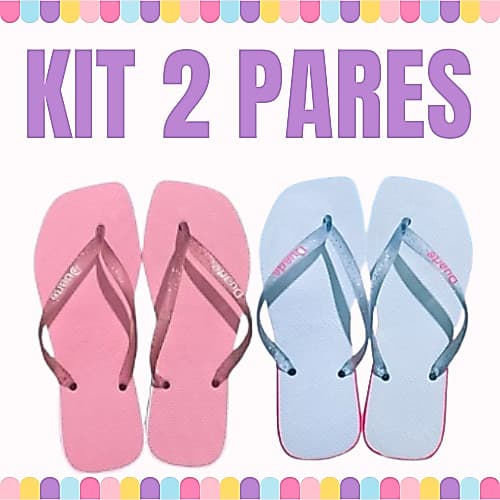 Kit 2 Pares de Chinelo Sandália Feminino Adulto com Glitter Promoçao Mais Vendidos