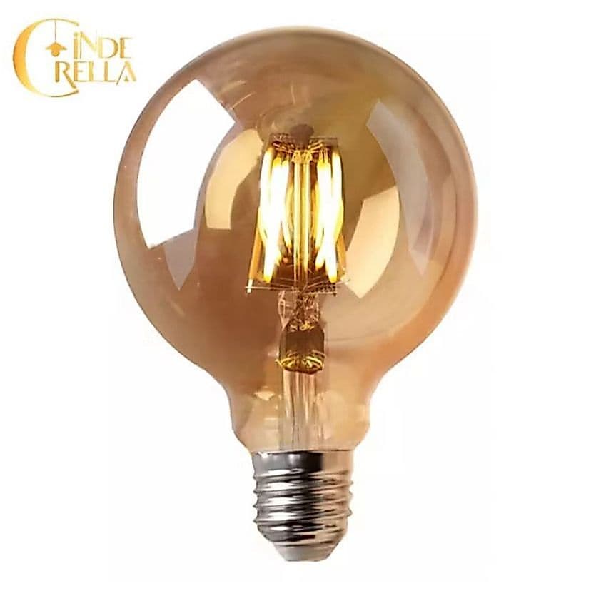 Lâmpada Filamento LED G95 4W Amarela 2600K Econômica E27 Vintage