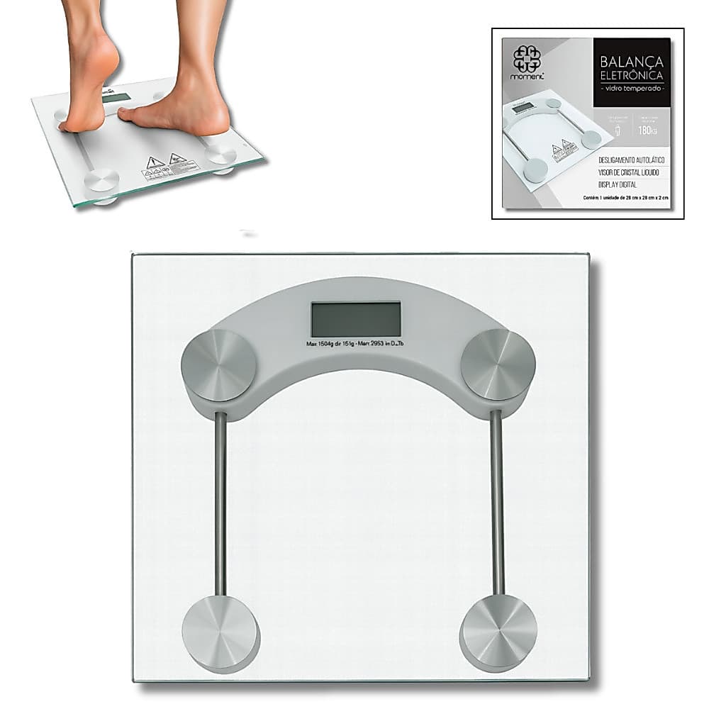 Balança Digital 180kg Vidro Temperado Automática Controle de Peso Corporal