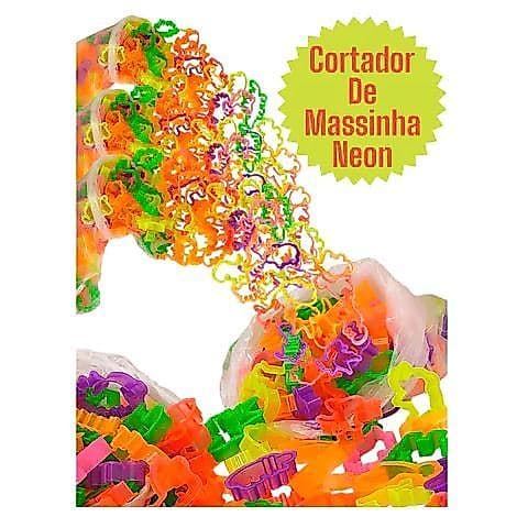 Kit 10/20/50/100 Cortador Forminha Neon para Massinha Modelar Molde Dino Festa Lembrancinha Prenda