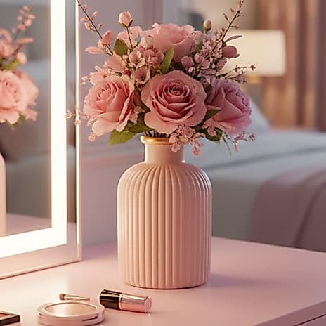 Vaso Cachepot para Plantas Artificiais Cerâmica Moderno Riscado Escritório Enfeite Casa Decoração
