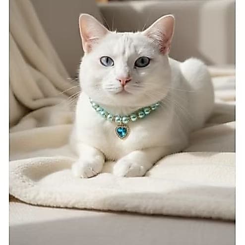 Coleira Luxo de Pérolas com Pingente de Coração para Cachorro e Gato - Ajustável