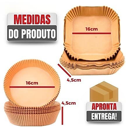 Kit 50 a 200 Formas de Papel para Air Fryer Antiaderente Quadrada e Redonda Não Suja