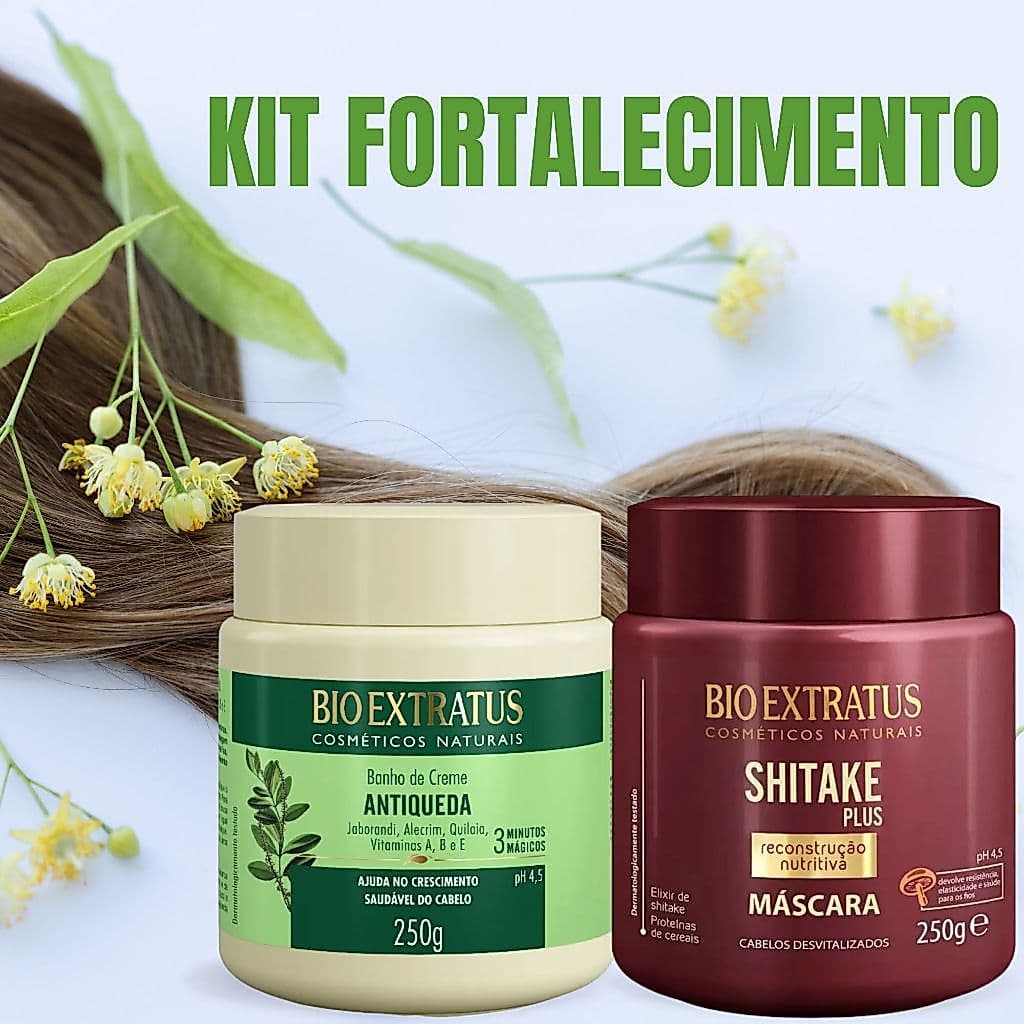 Kit Cronograma Antiqueda CrescimentoHidrataçãoNutriçãoReconstrução Jaborandi+Shitake 500gBioExtratus
