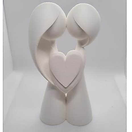 Escultura Estátua Casal com Coração Decorativa Moderna Presente Romântico Amor Namorados
