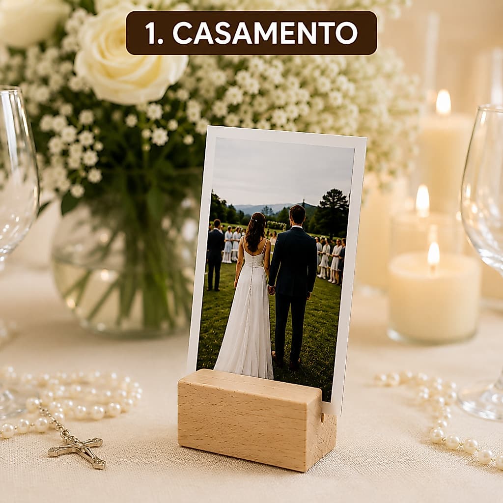 Suporte para Foto M Madeira Pinus Porta Retrato Lembrancinha Casamento Batizado Mesa Decorada
