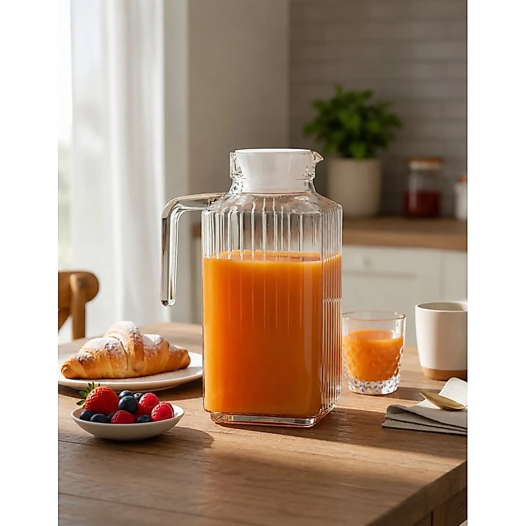 Garrafa Jarra De Vidro Luxo Resistente  Suco E Água 1550ml