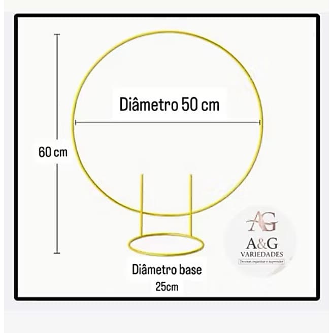 Mini Painel de Festa Arco De Mesa Para Festa Redondo Decoração 50x50 Dourado Mini Arco
