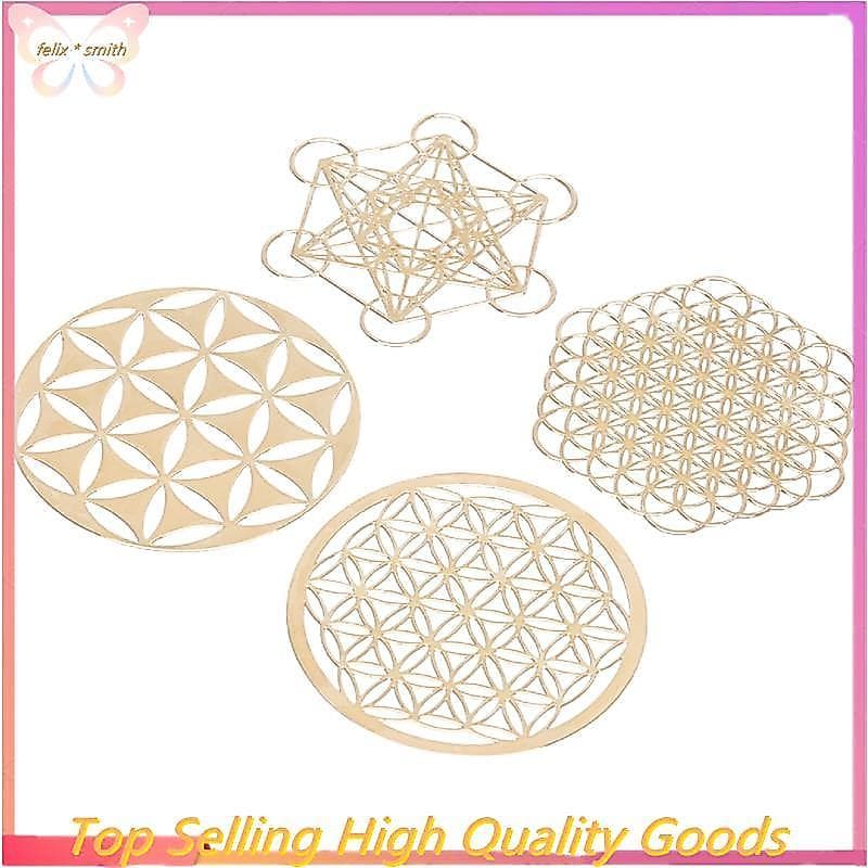 4 Pçs/Set Novo Adesivo De Decoração De Metal Flor Da Vida