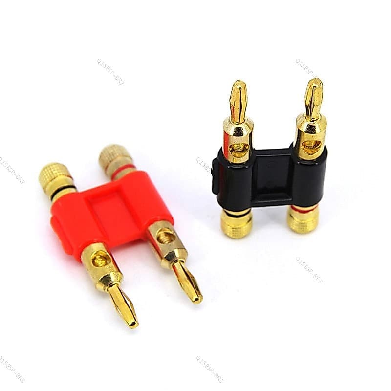 Linha Dupla 4mm Plugue Banana Vermelho Preto Conector Banhado A Ouro Adaptador De Alto-Falante De Áudio De Duas Posições