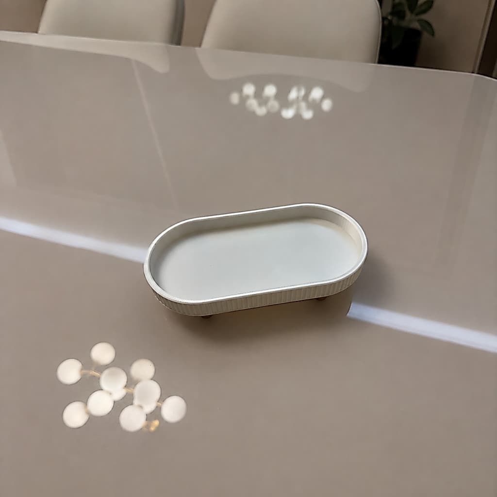 Bandeja Decorativa Oval Branca Porta-Perfumes Porta-Joias Organizador para Penteadeira, Banheiro, Quarto, Lavabo e Mesa