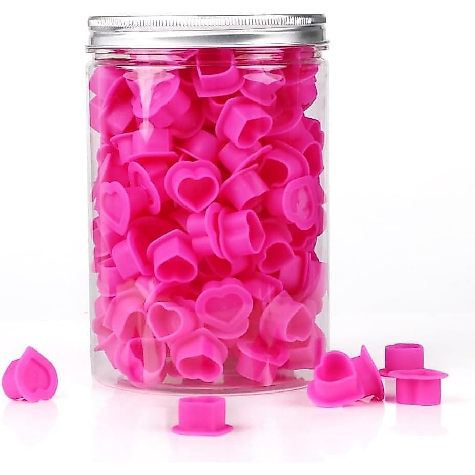 200 Peças de Copos de Tinta em Forma de Coração com Base de Silicone Descartáveis para Tatuagem
