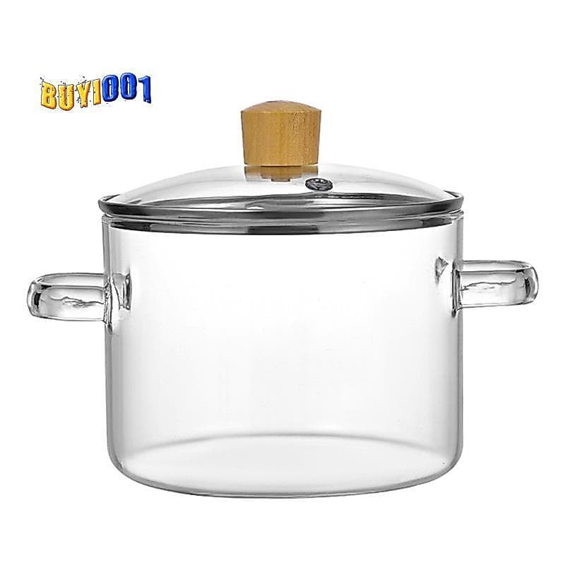 Panela De Vidro Para Cozinhar No Fogão , Transparente De 1.6L , Com Tampa , Panelas De-Entrega Rápida